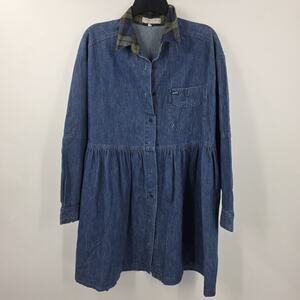 Vintage Guess by Georges Marciano Womens M Blue Button Denim Long Sleeve Dress